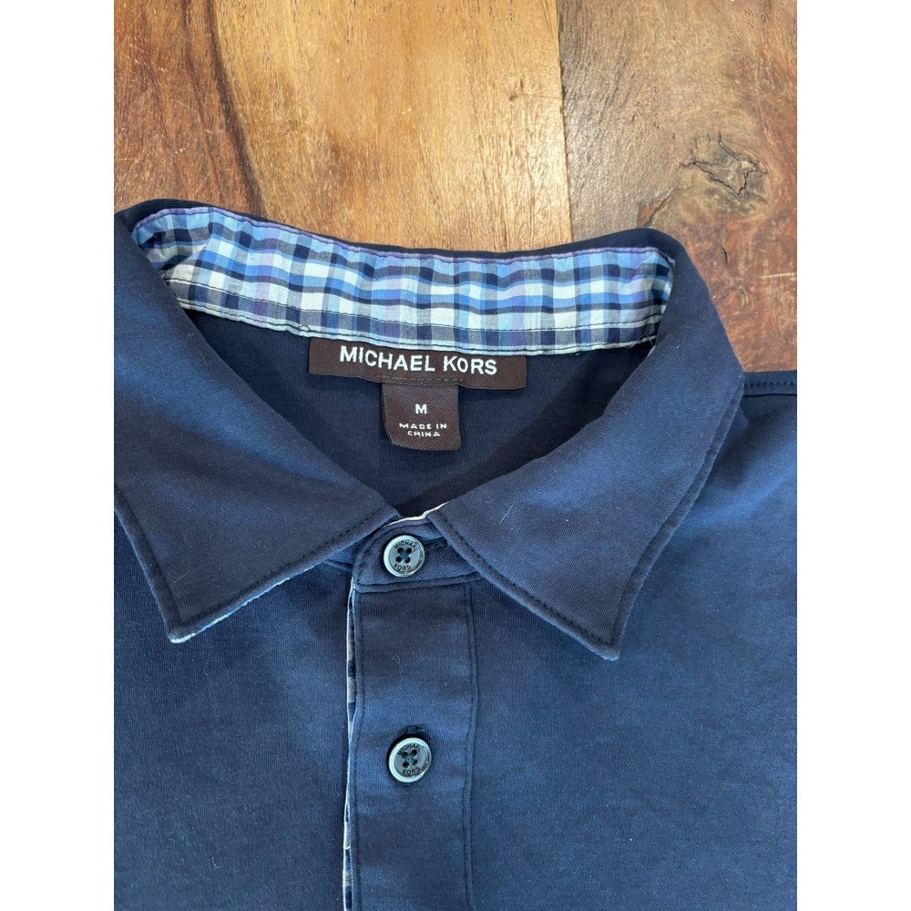 Michael Kors Navy Blue Polo Shirt preppy collar jersey sporty golf mens' medium